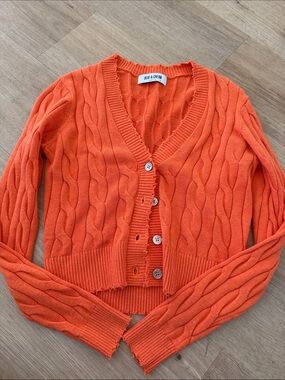 Blue & Cream Bright l Cable Knit Button-Front Cardigan